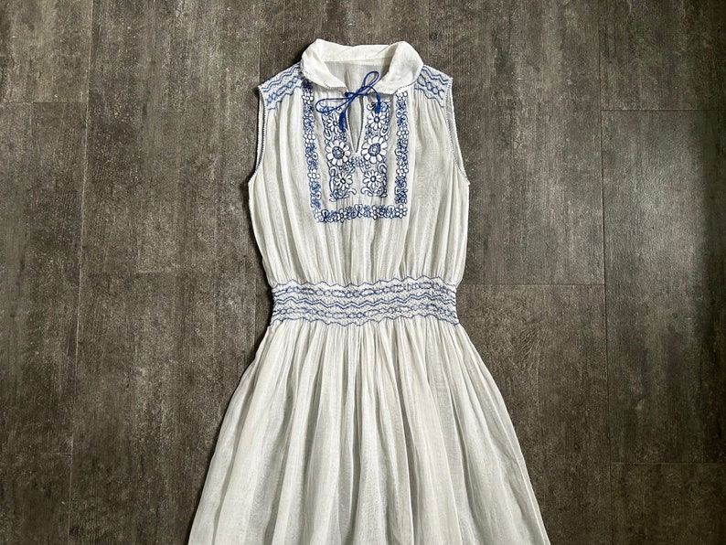 1920s 1930s embroidered dress . vintage Hungarian dress . size xs to s image 1