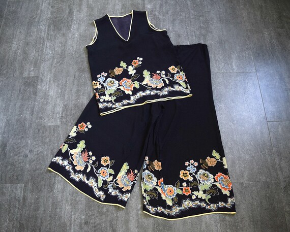 1920s silk pongee pajamas . vintage 20s pajamas