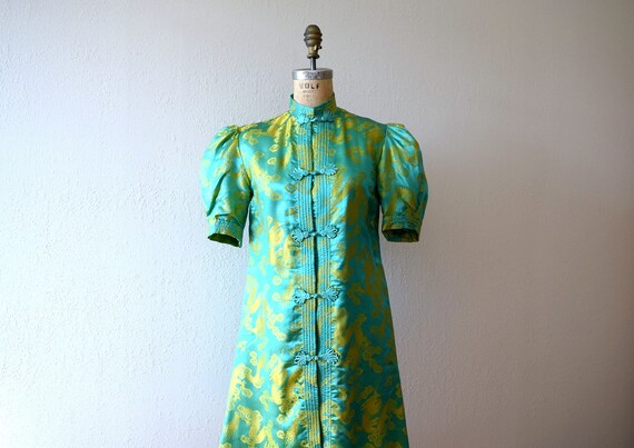 1930s satin jacket . vintage 30s silk dragon print
