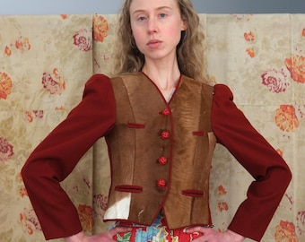 1940s jacket . vintage wool and pony hair jacket . size xs to xs/s