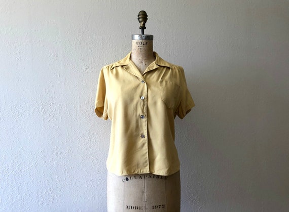 1940s gabardine top . vintage 40s rayon blouse