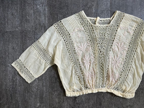 Antique Edwardian blouse . vintage lace embroider… - image 2