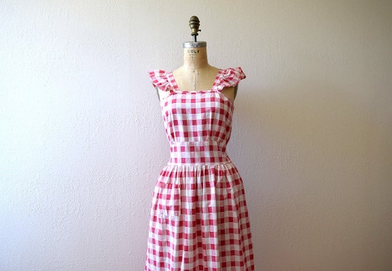RESERVED . . . 1940s gingham dress . vintage 40s p