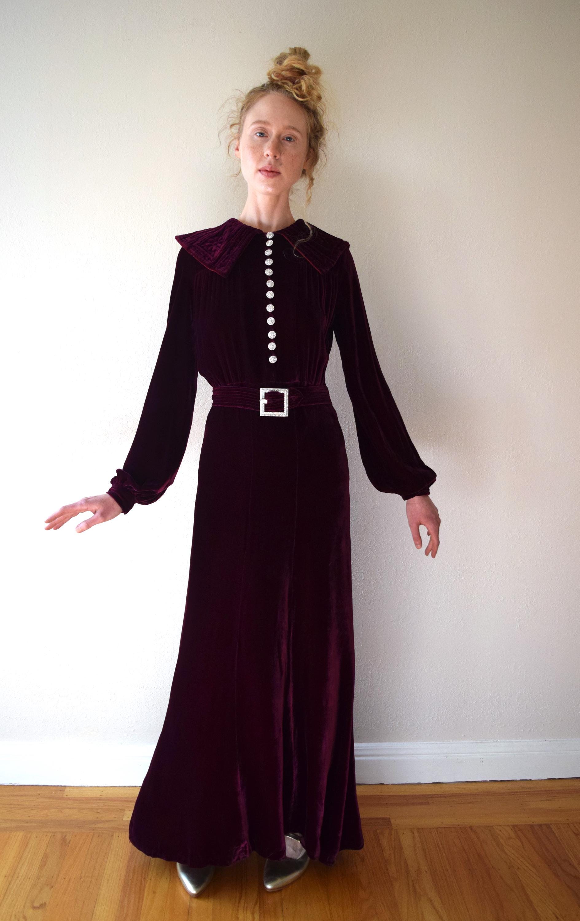 1930s Silk Velvet Gown . Vintage 30s Velvet Dress . Size Xs to Small - Etsy