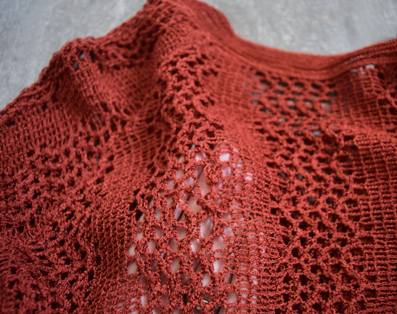 1930s vintage knit crochet top . size xs small medium imagem 6