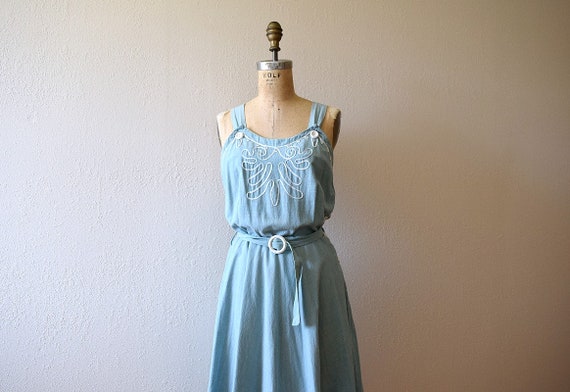 1940s sundress . vintage 40s cotton dress