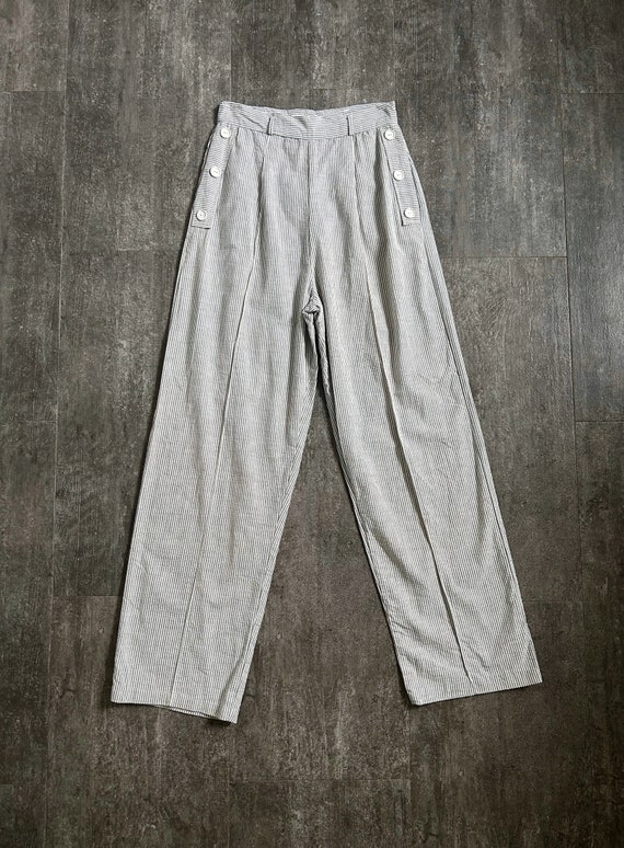 1940s 1950s seersucker pants . vintage pants . 26… - image 2