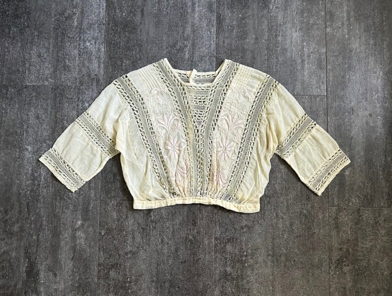 Antique Edwardian blouse . vintage lace embroider… - image 1