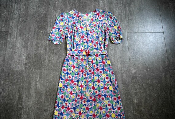 1930s rayon dress . vintage late 30s floral print