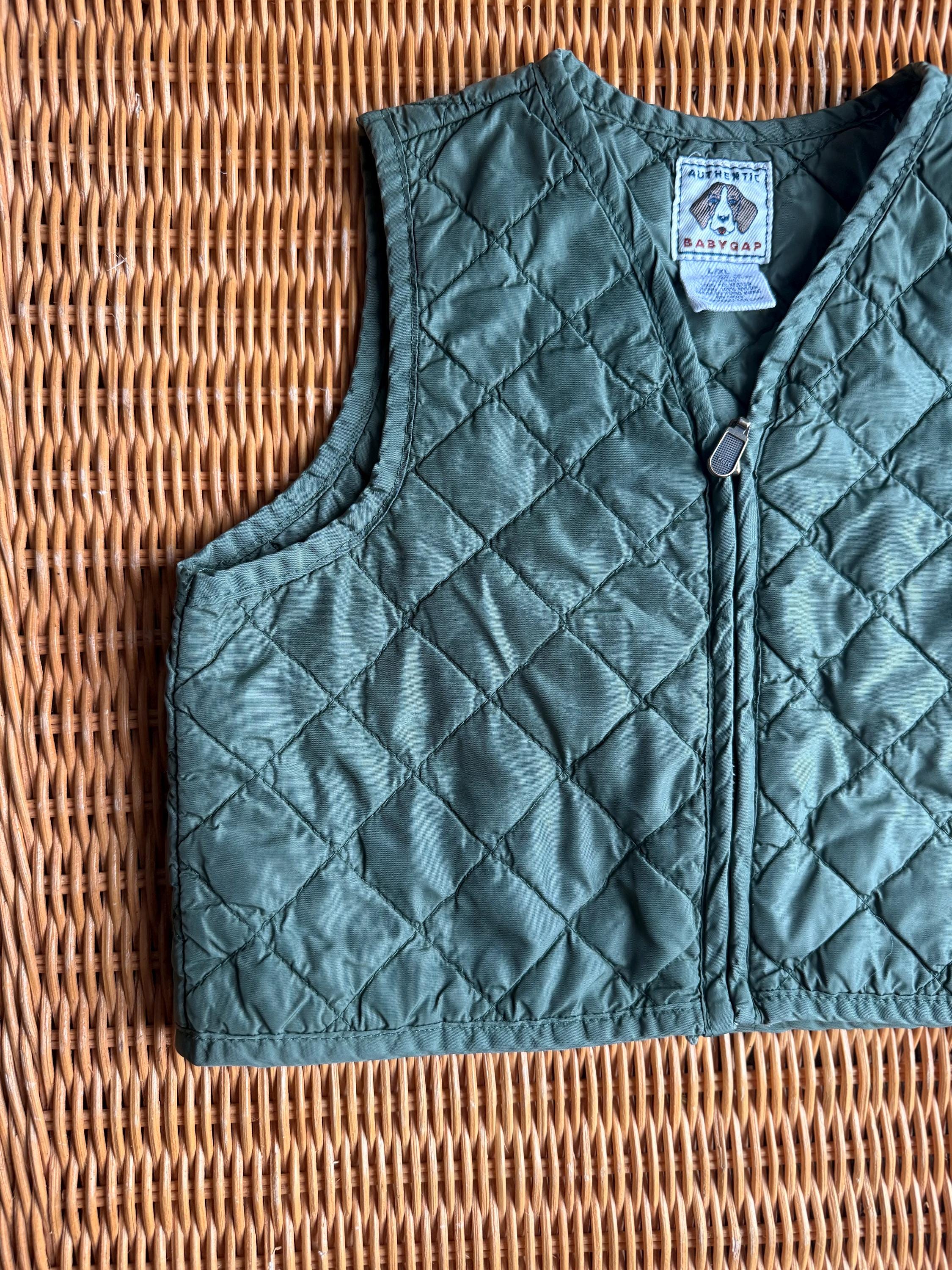 Baby Gap Quilted Vest Green Puffer Vest Toddler Boy Outerwear Farmhouse Style Size 12-24 Months