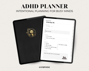 ADHD Daily Planner | Minimal Planner for Productivity | Goodnotes Notability ADHD Digital iPad Planner | Daily Weekly Monthly Templates