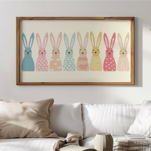 Charming bunny picture for children's decor — delightful digital art with soft palettes and friendly patterns for your Samsung Frame TV.