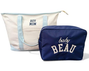 Custom Embroidered Canvas Zippered Tote Bag: Bachelorette's Gift, Personalized Gifting