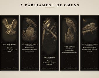 A Parliament of Omens Bookmark | Dark Academia Raven Crow Bookmark | Standard or Magnetic Page Marker