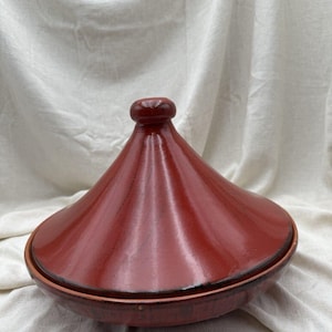 De Silva Red Glazed Terracotta Clay Tajine Cooking Pot Made in Italy 9"