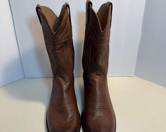 Old West Brown Leather Snip Toe Western Cowboy Boots Women display picture 1