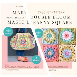 PAQUETE DE PATRONES Bolsa Mágica + Cuadrados de la Abuela Doble Flor PDF crochet