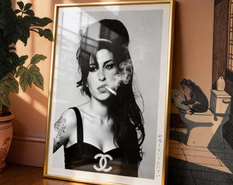 Amy Winehouse Black and White Portrait, Vintage Music Poster (Digital Download)