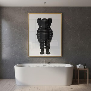 KAWS Style Companion Wall Art, Black Puffer Figure Poster, Modern Street Art Print image 2