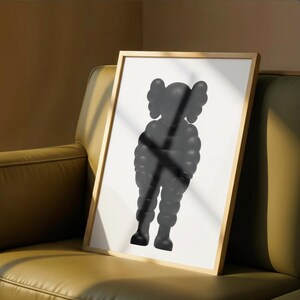 KAWS Style Companion Wall Art, Black Puffer Figure Poster, Modern Street Art Print image 5