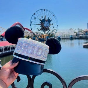 Custom Disney Train Conductor Hat, Disneyland Sparkling Rhinestone Mickey Ears Rhinestone Mickey Ears Trolley Conductor Hat - Etsy main image 4