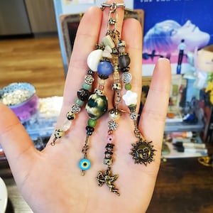 Celestial Maximalist Beaded Charm Keychain