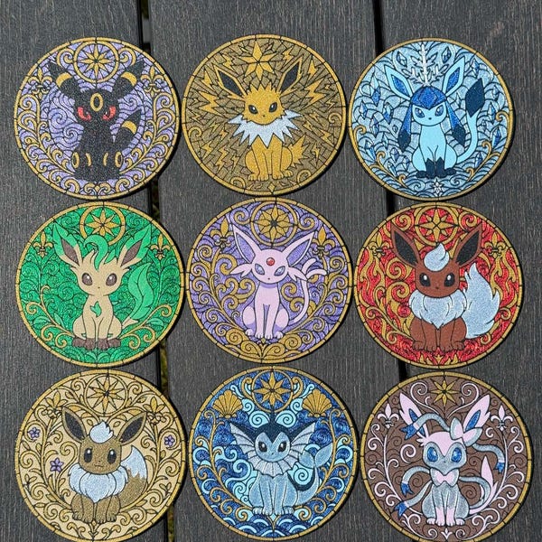 Eeveelutions-Inspired Coasters Set of 9