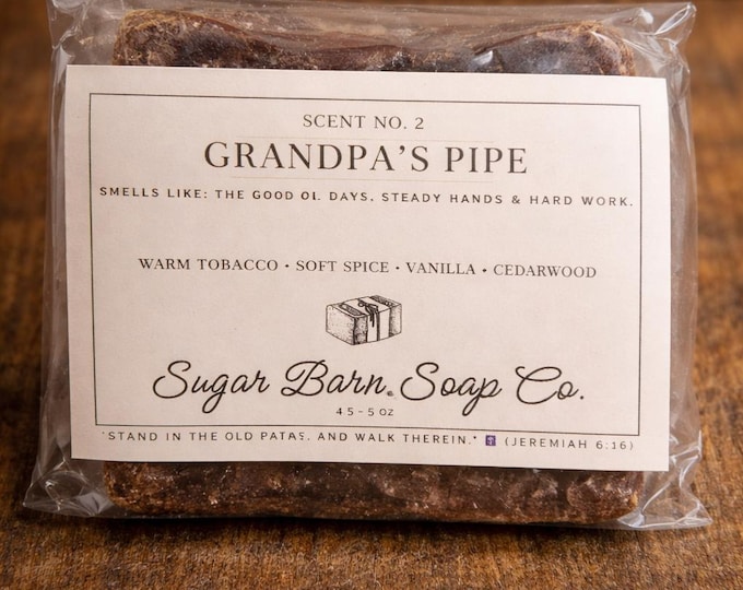 Featured listing image: Grandpa’s Pipe Handmade Soap | Masculine Warm Tobacco & Vanilla Bar | Gift