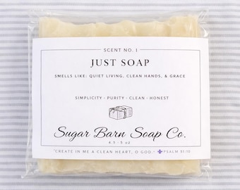 Just Soap Handmade Bar | Simple Ingredients | Clean Scent | Minimalist Bath Bar | Farmhouse Style | Gentle Daily Use