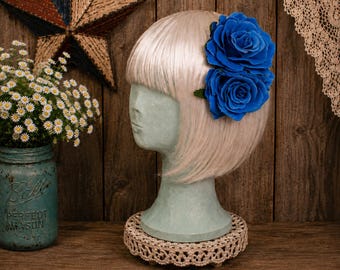Large Silk Rose Hair Clip, Boho Wedding Fascinator