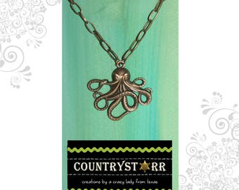 Octopus Necklace with Bronze chain
