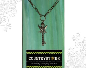 Skeleton Key Necklace with Bronze chain,  Pirate lover, Gothic Jewelry
