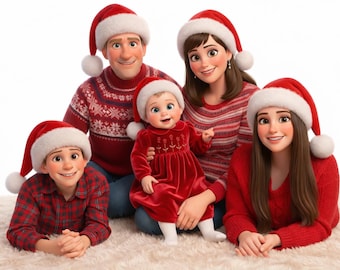 Custom Pixar-Style Portrait | Family, Couples & Pets (Digital or Print)
