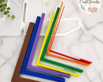 7-teiliges Set mit Ausrichthilfen für Papierbastelarbeiten, Aufbewahrungsbox, farbigem Papierabstands- und Positionierungswerkzeug für Kartenherstellung, Scrapbooking und Journaling