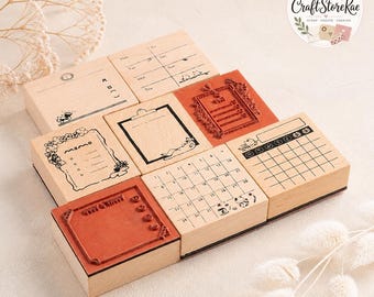 Sello de goma con borde de madera vintage, sello con diseño sencillo para diarios, álbumes de recortes, tarjetas de felicitación, manualidades con papel y material escolar.