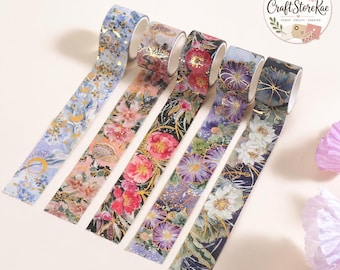 5 Rolls Floral Plant Washi Tape Set, Botanical Decorative Masking Tape for Journaling, Scrapbooking, Planners, Gift Wrapping & DIY Crafts