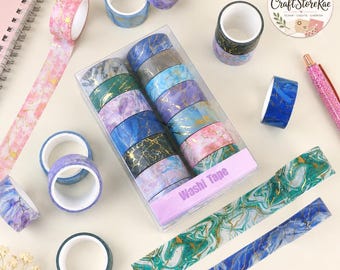 14 Rolls Gradient Marble PET Washi Tape Set, Colorful Decorative Tape for Journaling, Scrapbooking, Planners, Notebooks & DIY Crafts