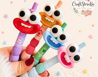 Kawaii Big Eye & Big Mouth Cartoon Gel Pens, Funny Novelty Ballpoint Pens for School, Office, Journaling, Students and Unique Gifts
