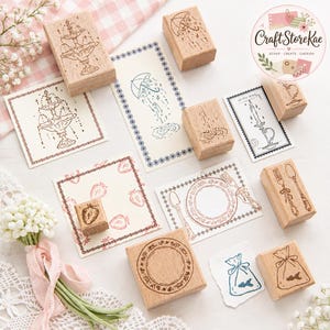Fountain Candle Wooden Stamp, Vintage Tableware & Candle Design Rubber Stamp for Journaling, Scrapbooking, DIY Crafts, Cards Stationery