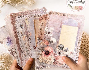 10Pcs Vintage Patterned Lace Paper Set, Decorative Scrapbook Materials for Photo Albums, Collage, Journaling, Card Making & DIY Crafts