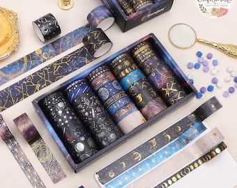 36 Rolls Starry Sky Foil PET Washi Tape, Constellation Pattern Decorative Tape for Journaling, Scrapbooking, Planners, Cards & DIY Crafts