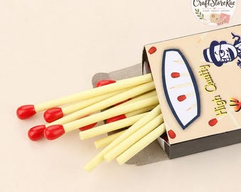 20Pcs Matchstick Ballpoint Pens, Cute Match Design Blue Ink Writing Pens, Novelty Funny Stationery for School, Office, Journaling & Gifts