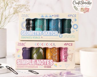 6 Rolls Geometric Pattern Washi Tape Set, Decorative Masking Tape for Journaling, Scrapbooking, Photo Frames, Gift Boxes & DIY Crafts