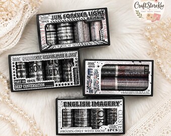 4 Rolls Vintage English PET Washi Tape, Decorative Masking Tape for Journaling, Scrapbooking, Gift Wrapping, Planners & DIY Paper Crafts