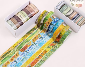 8 Rolls Van Gogh Starry Night PET Washi Tape, Art Painting Decorative Tape for Journaling, Scrapbooking, Planners, DIY Crafts & Paper Decor