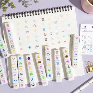 6 in 1 Plastic Stamp Set, Minimalist Weather Mood Journaling Stamps with Lifestyle Illustrations for Planner Scrapbook DIY Craft Supplies