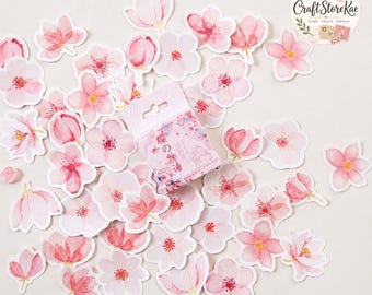 45Pcs Sakura Flower Sticker Set, Cute Decorative Sealing Stickers for Scrapbooking, Journaling, Photo Albums, Planners & DIY Crafts