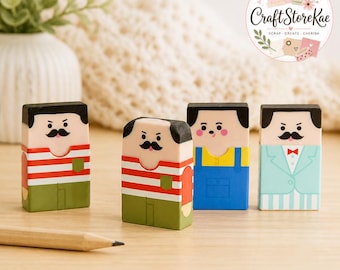 3Pcs Funny Bald Man Eraser Set, Quirky Cute Cartoon Pencil Erasers for School, Drawing, Office, Students & Novelty Stationery Gift