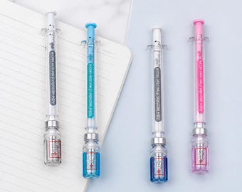 3pcs Creative Syringe Shape Gel Pen, 0.5mm Black Ink Novelty Writing Pens for Nurses Doctors Students School Office Supplies Gift Set
