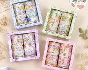 12 Rolls Gold Foil Floral Washi Tape Set, Flower Decorative Masking Tape for Journaling, Scrapbooking, Planners, Cards & DIY Crafts